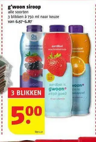 Poiesz G'woon Siroop 750 ml aanbieding