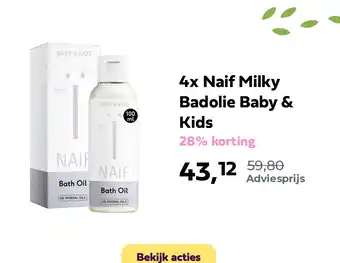 Plein.nl 4x Naif Milky Badolie Baby & Kids aanbieding