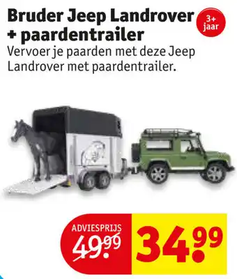 Kruidvat Bruder Jeep Landrover + paardentrailer aanbieding