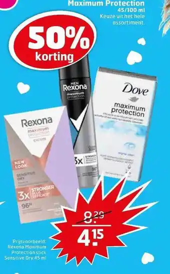 Trekpleister Rexona maximum protection stick sensitive dry aanbieding