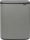 Amazon Brabantia Bo Touch Bin Prullenbak, Recycling, Mineral Concrete Grey, 2 binnenemmers (2 x 30L) aanbieding