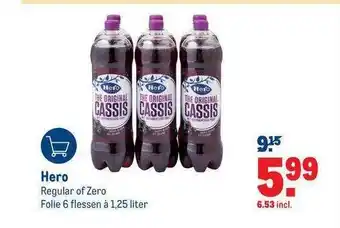 Makro Hero regular of zero 1,25 liter aanbieding