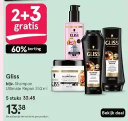 Etos Gliss bijv. Shampoo Ultimate Repair 250 ml aanbieding