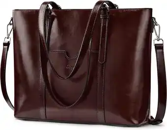 Amazon S-ZONE Vrouwen Lederen Laptop Tote Bag Schouder Handtassen 15.6 Inch Purse aanbieding