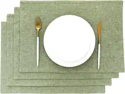 Amazon AOKSUNOVA Placemat, groen, placemat, stof, 4-delige set, 48 x 33 cm, tafelonderlegger, eettafel aanbieding