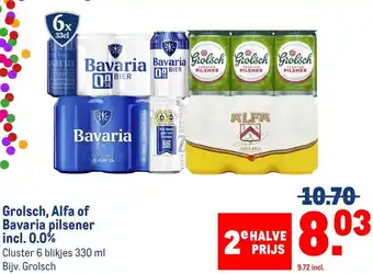 Makro Grolsch, Alfa of Bavaria pilsener incl. 0.0% aanbieding