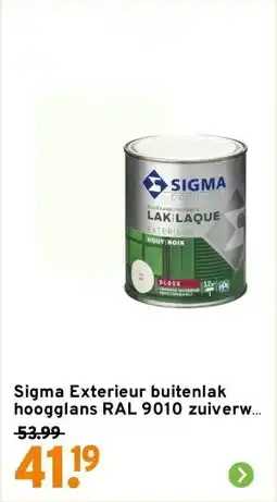 GAMMA Sigma Exterieur buitenlak hoogglans RAL 9010 zuiverwit 750 ml aanbieding