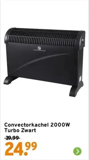 GAMMA Convectorkachel 2000W Turbo Zwart aanbieding