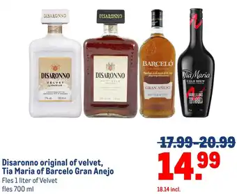 Makro Disaronno original of velvet, Tia Maria of Barcelo Gran Anejo aanbieding