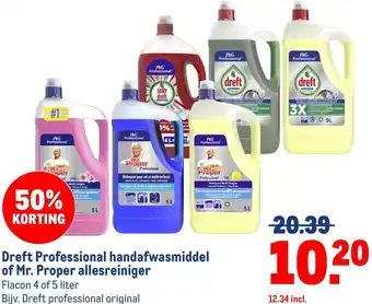 Makro Dreft Professional handafwasmiddel of Mr. Proper allesreiniger aanbieding