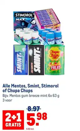 Makro Alle Mentos, Smint, Stimorol of Chupa Chups aanbieding