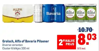 Makro Grolsch, Alfa of Bavaria Pilsener aanbieding