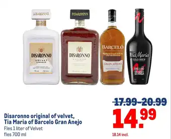 Makro Disaronno original of velvet, Tia Maria of Barcelo Gran Anejo aanbieding