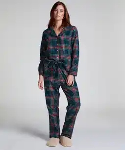 Hunkemoller Hunkemöller Pyjamaset Flannel Groen aanbieding