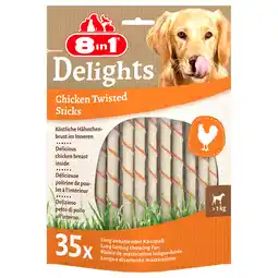 Zooplus 35 Stuks 8in1 Delights Twisted Sticks voor kleine honden kip hondensnacks aanbieding