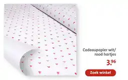 Bruna Cadeaupapier wit/ rood hartjes aanbieding