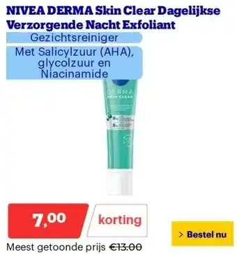 Bol.com NIVEA DERMA Skin Clear Dagelijkse Verzorgende Nacht Exfoliant aanbieding