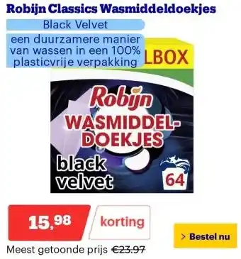 Bol.com Robijn Classics Wasmiddeldoekjes aanbieding