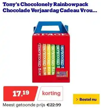 Bol.com Tony's Chocolonely Rainbowpack Chocolade Verjaardag Cadeau Vrou. aanbieding