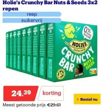 Bol.com Holie's Crunchy Bar Nuts & Seeds 3x2 repen aanbieding