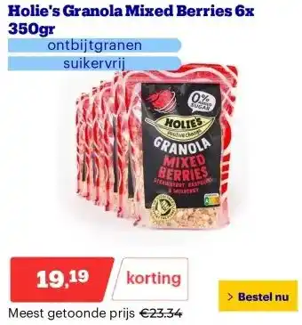 Bol.com Holie's Granola Mixed Berries 6x 350gr aanbieding