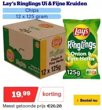 Bol.com Lay's Ringlings Ui & Fijne Kruiden aanbieding