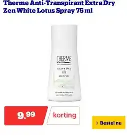 Bol.com Therme Anti-Transpirant Extra Dry Zen White Lotus Spray 75 ml aanbieding