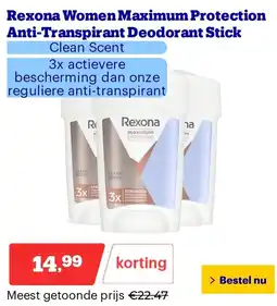 Bol.com Rexona Women Maximum Protection Anti-Transpirant Deodorant Stick aanbieding