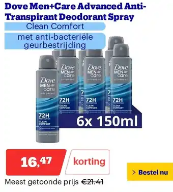 Bol.com Dove Men+Care Advanced Anti-Transpirant Deodorant Spray aanbieding