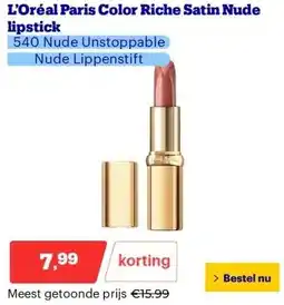 Bol.com L’Oréal Paris Color Riche Satin Nude lipstick aanbieding