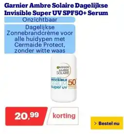 Bol.com Garnier Ambre Solaire Dagelijkse Invisible Super UV SPF50+ Serum aanbieding