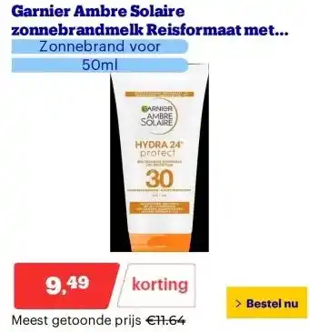 Bol.com Garnier Ambre Solaire zonnebrandmelk Reisformaat met karitéboter SPF 30 aanbieding