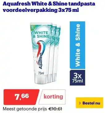 Bol.com Aquafresh White & Shine tandpasta voordeelverpakking 3x75 ml aanbieding