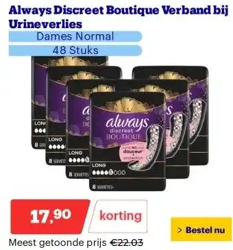 Bol.com Always Discreet Boutique Verband bij Urineverlies aanbieding