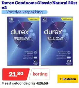 Bol.com Durex Condooms Classic Natural 20st x2 aanbieding