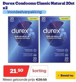 Bol.com Durex Condooms Classic Natural 20st x2 aanbieding