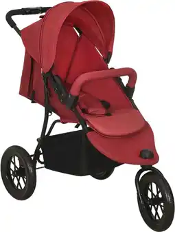 Bol.com vidaXL-Kinderwagen-staal-rood aanbieding