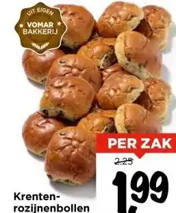 Vomar Voordeelmarkt Krenten- rozijnenbollen Zak 8 stuks aanbieding