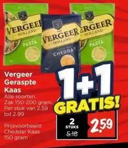 Vomar Voordeelmarkt Vergeer Geraspte Kaas Alle soorten. aanbieding