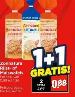 Vomar Voordeelmarkt Zonnatura Rijst- of Maiswafels Per stuk van 0.88 tot 1.26 aanbieding