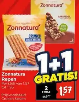 Vomar Voordeelmarkt Zonnatura Repen Per stuk van 1.57 tot 1.95 aanbieding