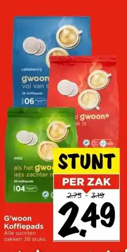 Vomar Voordeelmarkt G'woon Koffiepads aanbieding