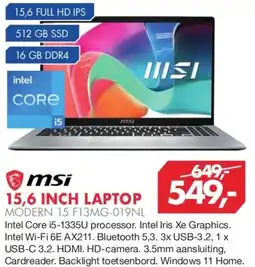 Vobis Msi 15,6 inch laptop aanbieding