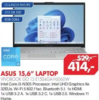 Vobis Asus laptop vivobook go 15 E1504GA-NJ060W aanbieding