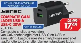 Vobis Yanec compacte gan lader usb-a usb-c 30w aanbieding