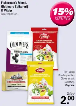 De Online Drogist Fisherman's Friend, Oldtimers Suikervrij & Vitalp aanbieding