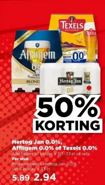 PLUS Hertog Jan 0.0%, Affligem 0.0% of Texels 0.0% aanbieding