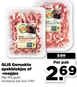 PLUS GIJS Gerookte spekblokjes of reepjes aanbieding