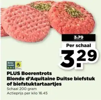 PLUS PLUS Boerentrots Blonde d'Aquitaine Duitse biefstuk of biefstuktartaartjes aanbieding