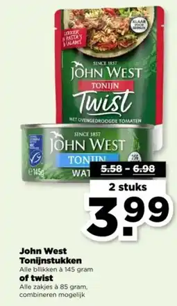 PLUS John West Tonijnstukken of twist aanbieding